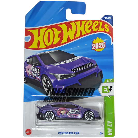 Hot Wheels Kia Custom EV6 Metalflake Lavender 2025 Main Line HW EV 1/64 Die Cast