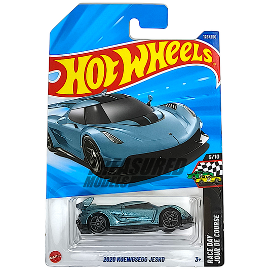Hot Wheels Koenigsegg 2020 Jesko Metalflake Horizon Blue 2025 Main Line HW Race Day 1/64 Diecast