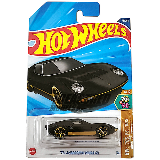 Hot Wheels Lamborghini 71 Miura SV Nero Cangiante 2025 Main Line HW 70s vs 90s 1/64 Diecast