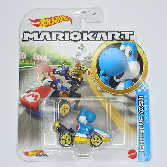 Hot Wheels Mario Kart Light Blue Yoshi Standard Kart Light Blue 2023 1/64 Diecast