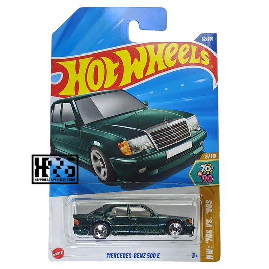 Hot Wheels Mercedes-Benz 500 E Metalflake Dark Green 2025 HW 70s vs 90s 1/64 Die Cast