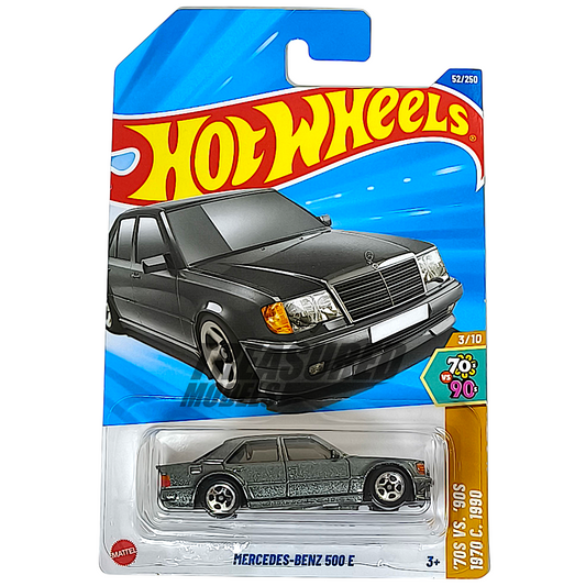 Hot Wheels Mercedes-Benz 500 E Metalflake Gray 2025 Main Line HW 70s vs 90s 1/64 Diecast