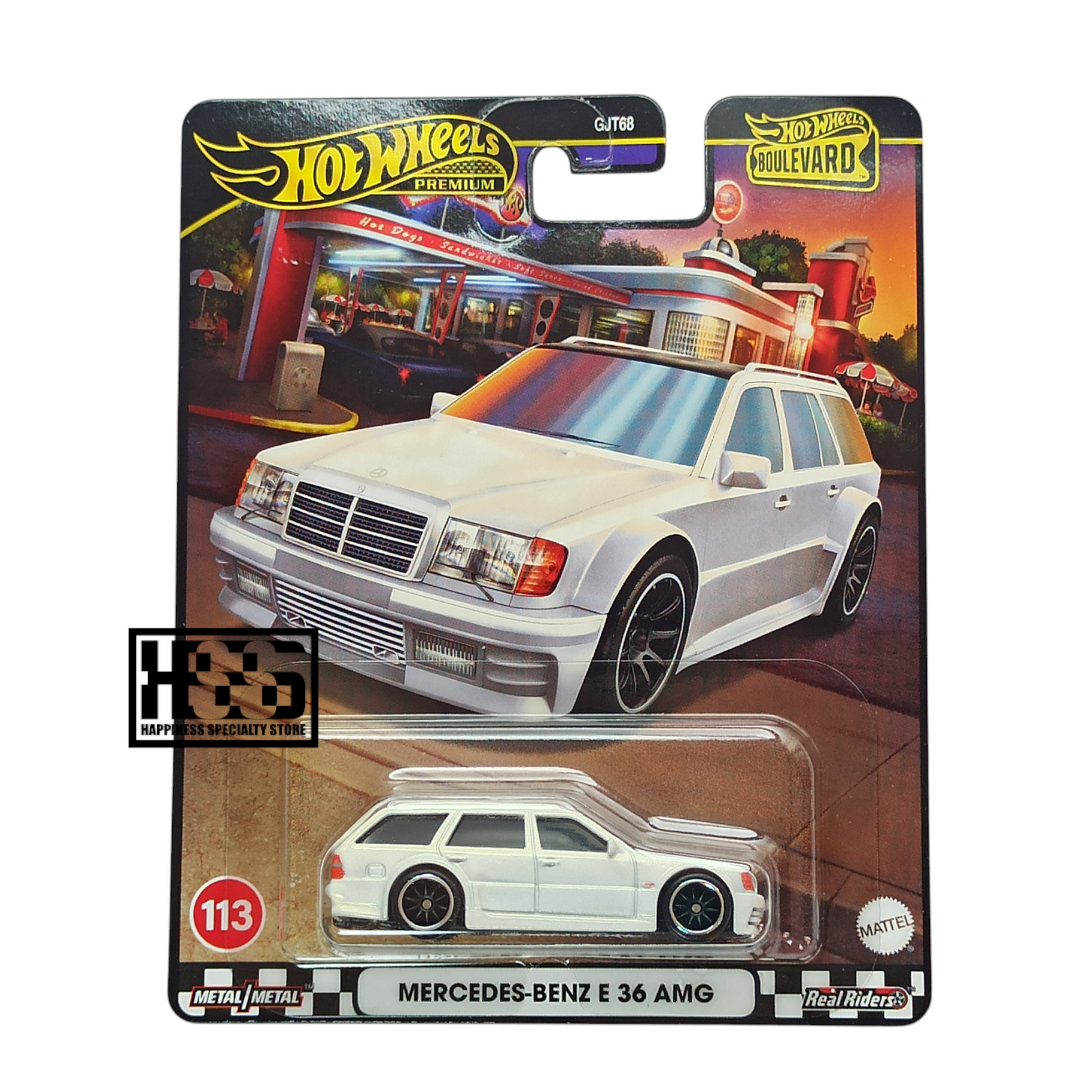 Hot Wheels Mercedes-Benz E 36 AMG Pearlescent Metalflake White 2024 Premium Boulevard 113 1/64 Die Cast