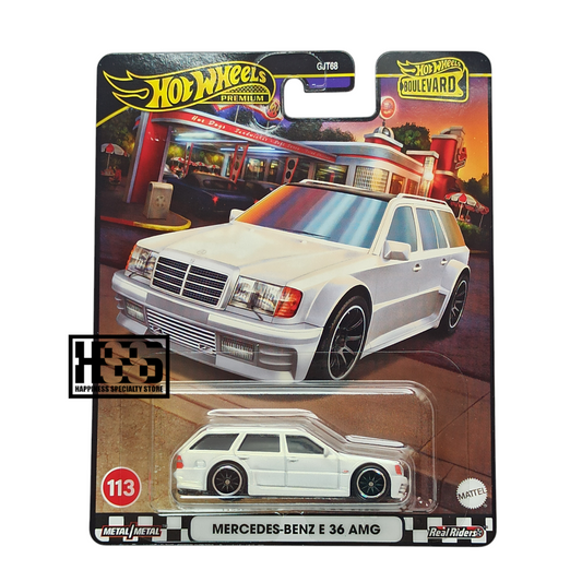 Hot Wheels Mercedes-Benz E 36 AMG Pearlescent Metalflake White 2024 Premium Boulevard 113 1/64 Die Cast