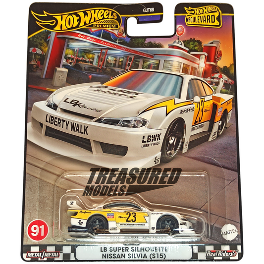 Hot Wheels Nissan LB Super Silhouette Silvia (S15) White 2024 Premium Boulevard 1/64 Die Cast