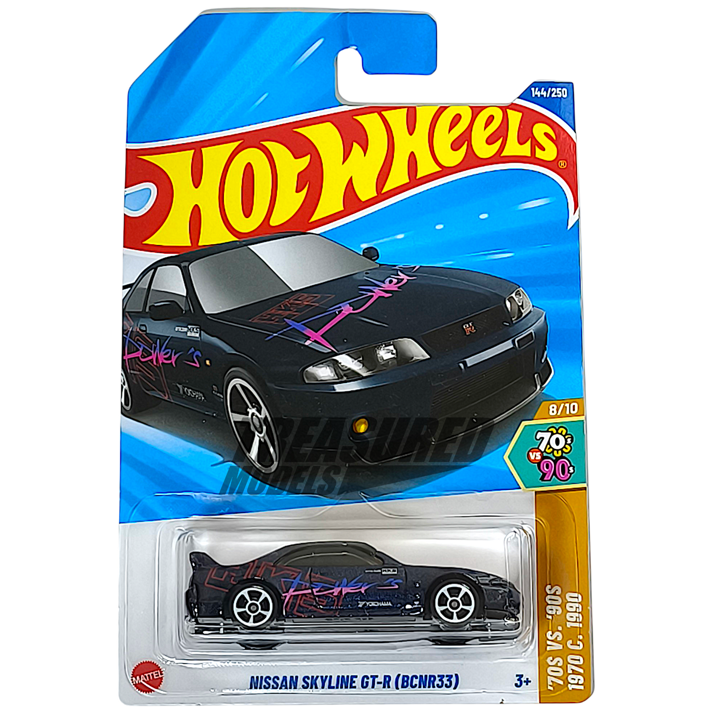 Hot Wheels Nissan Skyline GT-R (BCNR33) Metalflake Dark Blue 2025 Main Line HW 70s vs 90s 1/64 Diecast