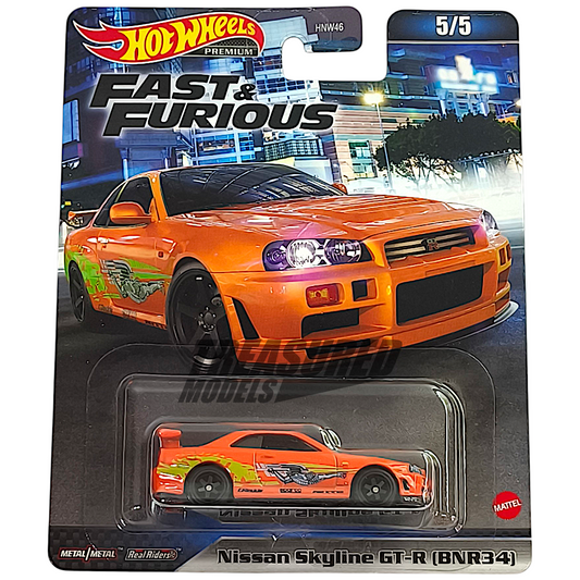 Hot Wheels Nissan Skyline GT-R BNR34 Orange 2023 Premium Fast & Furious 1/64 Diecast