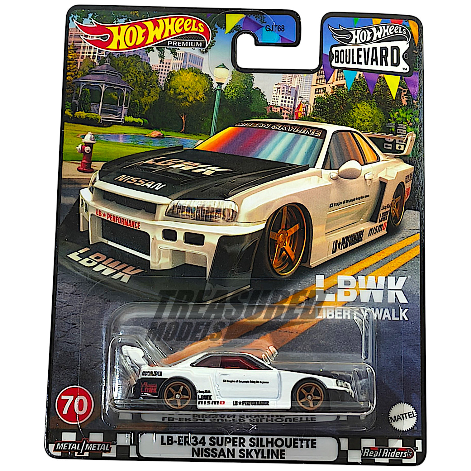 Hot Wheels Nissan Skyline GT-R LB-ER34 Super Silhouette White 2023 Premium Boulevard 1/64 Diecast