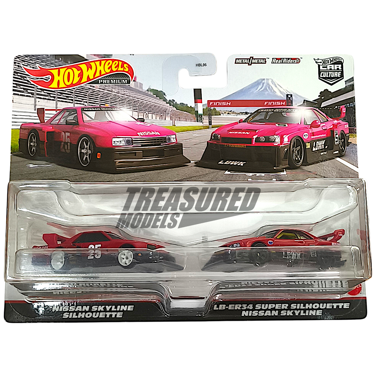 Hot Wheels Nissan Skyline GT-R LB-ER34 Super Silhouette White 2023 Premium Car Culture 2-Pack 1/64 Diecast