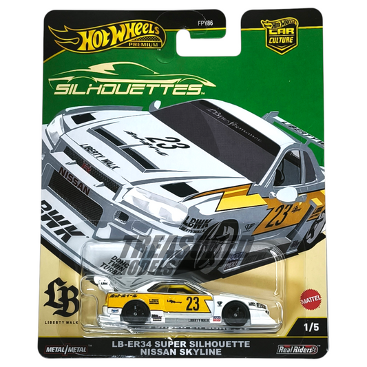 Hot Wheels Nissan Skyline GT-R R34 LB-ER34 Super Silhouette White 2025 Premium Car Culture Silhouettes 1/64 Diecast