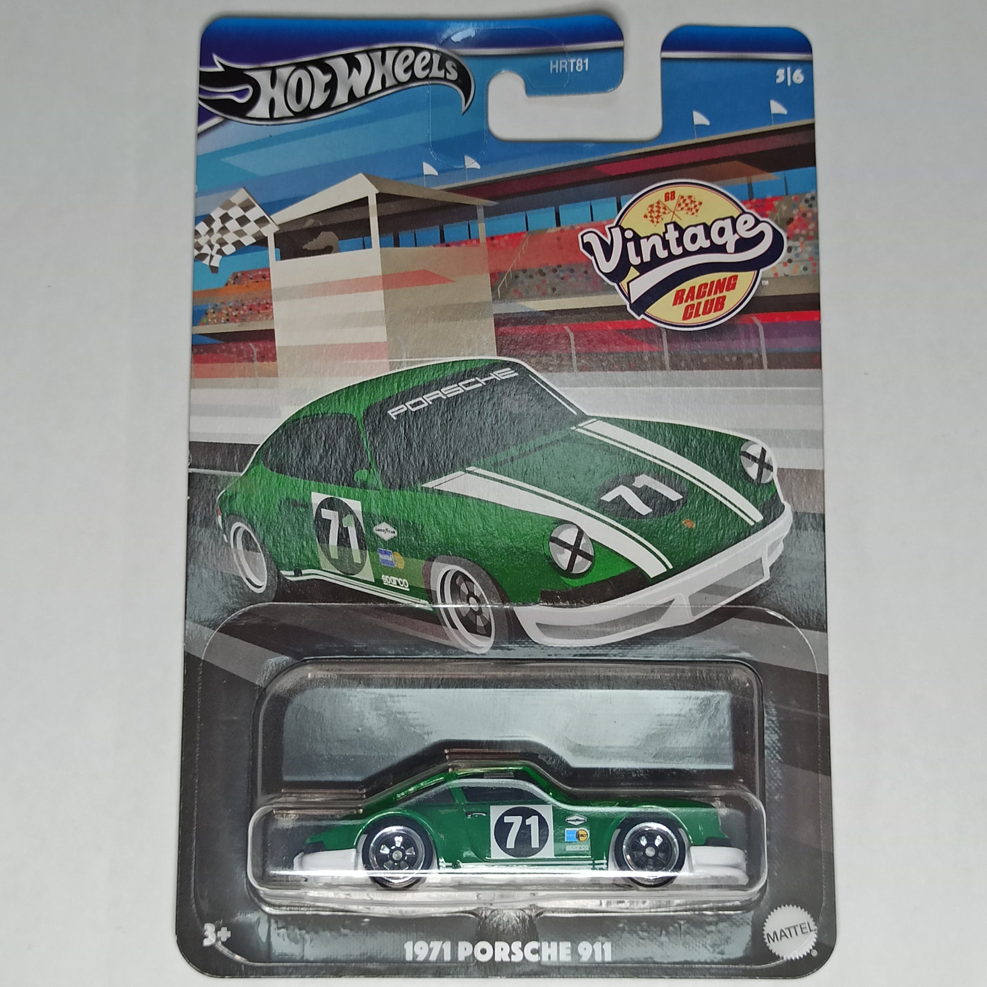 Hot Wheels Porsche 1971 911 Green 2024 Vintage Racing Club 1/64 Diecast