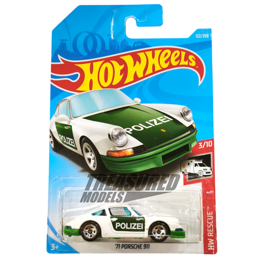 Hot Wheels Porsche 71 911 White & Green 2019 Main Line HW Rescue 1/64 Die Cast