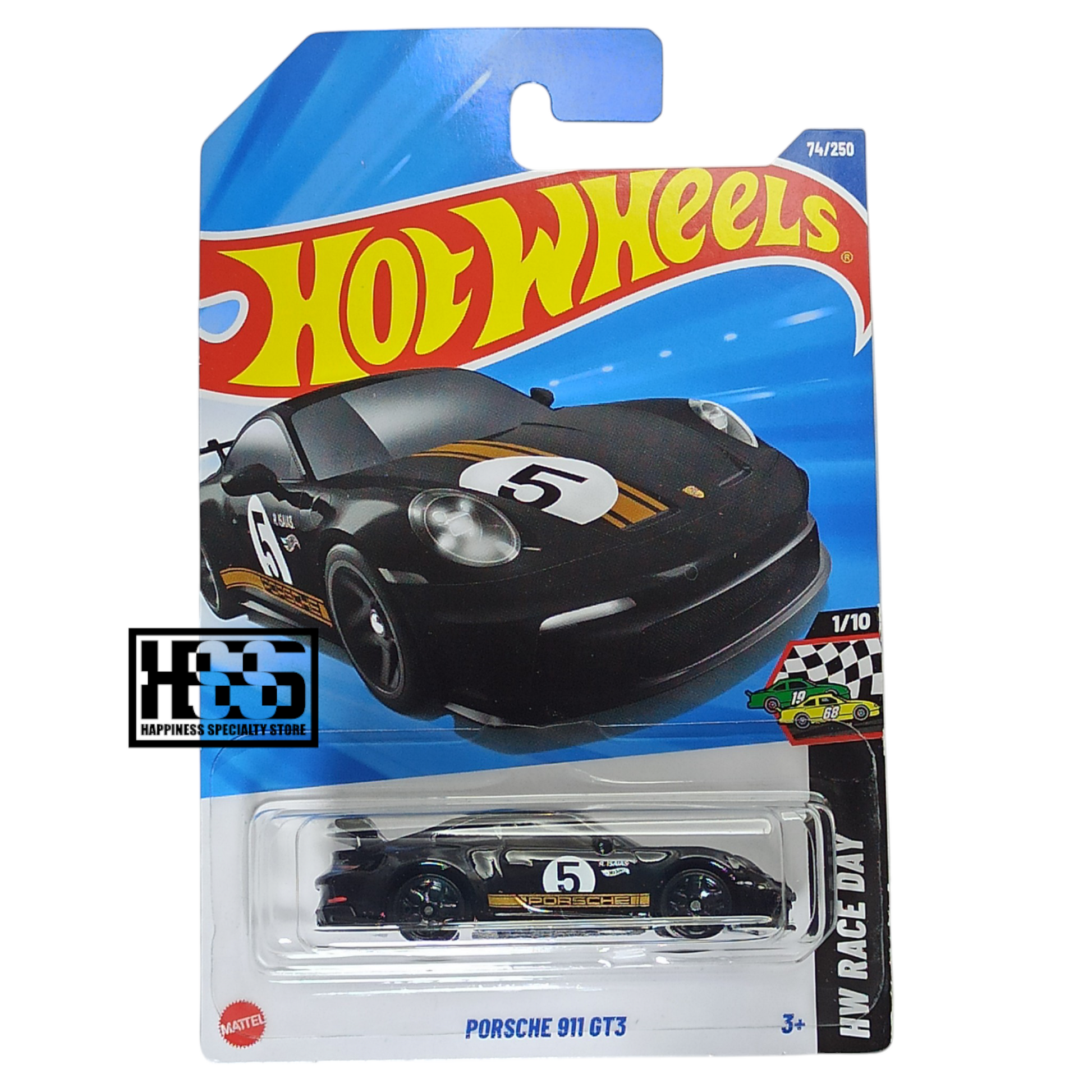 Hot Wheels Porsche 911 GT3 Jet Black 2025 HW Race Day 1/64 Die Cast