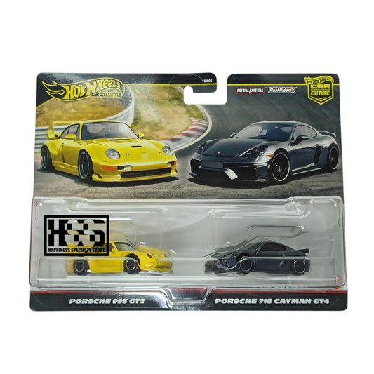 Hot Wheels Porsche 993 GT2 718 Cayman GT4 2024 Premium Car Culture 2-Pack 1/64 Die Cast