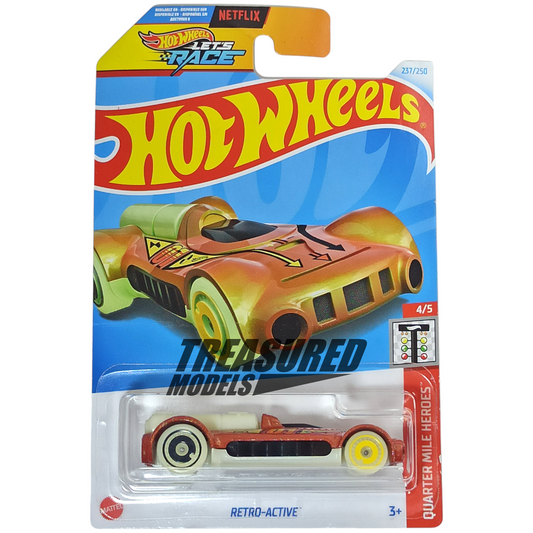 Hot Wheels Retro-Active Metalflake Orange 2024 Main Line Quarter Mile Heroes 1/64 Die Cast