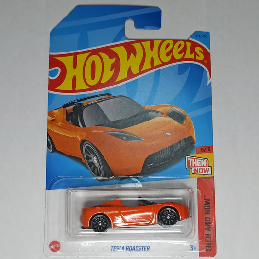 Hot Wheels Tesla 08 Roadster Orange 2023 Then and Now 1/64 Diecast