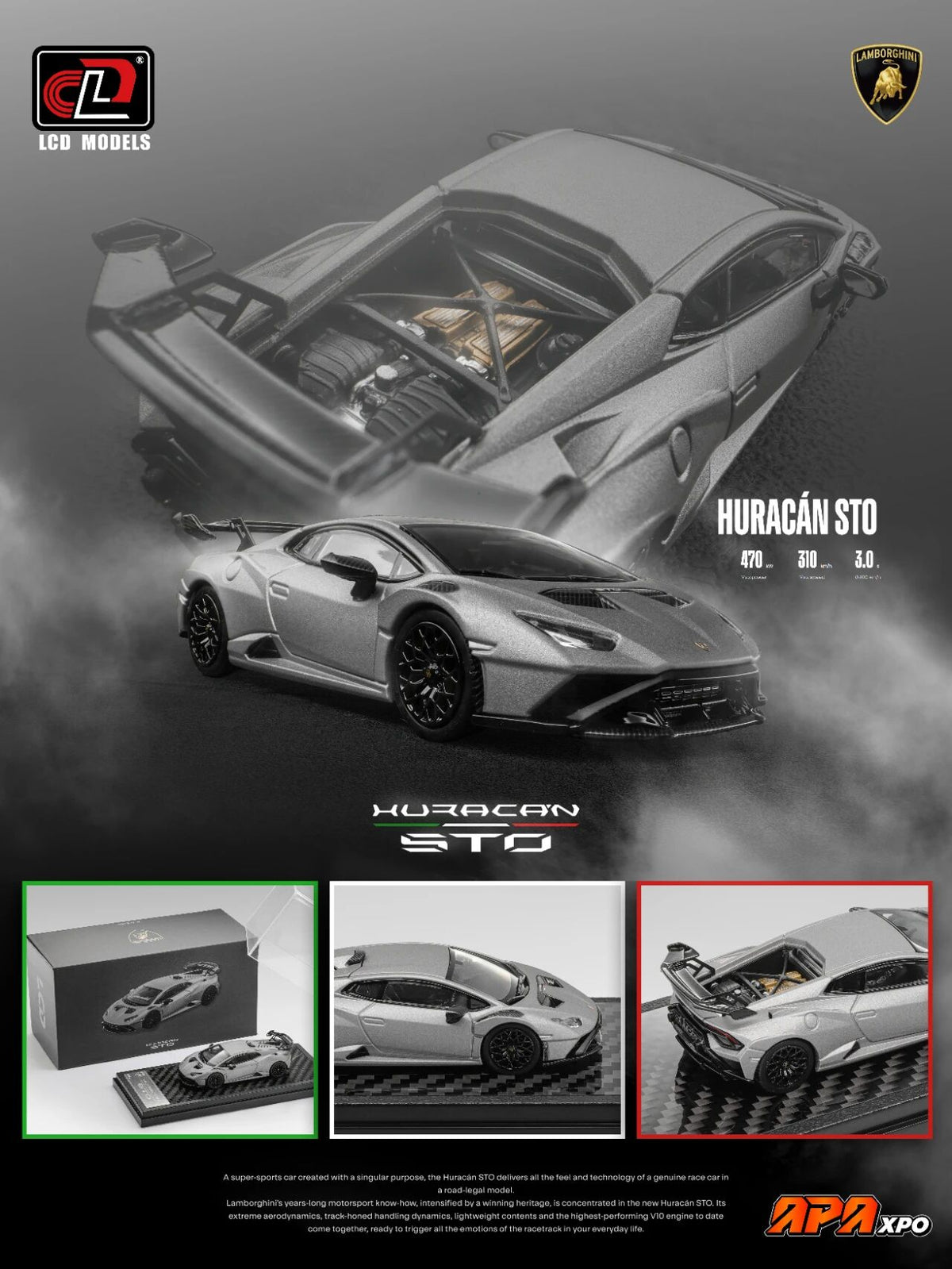 [APAxpo] LCD MODELS Huracan STO Gray APAxpo 2026 1/64 Diecast