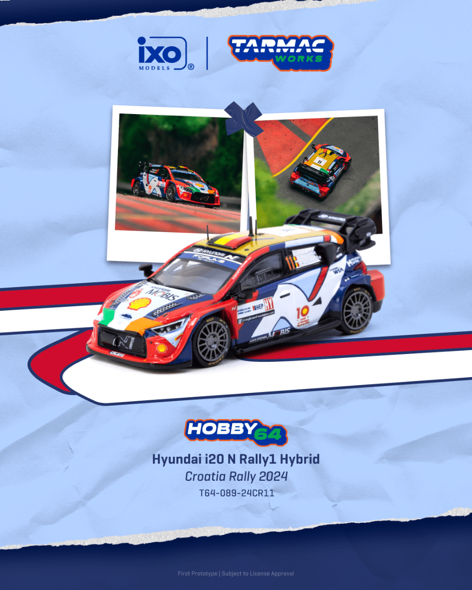 Tarmac Works Hyundai i20 N Rally1 Hybrid Croatia Rally 2024 Thierry Neuville - Martijn Wydaeghe T64-089-24CR11 1/64 Diecast