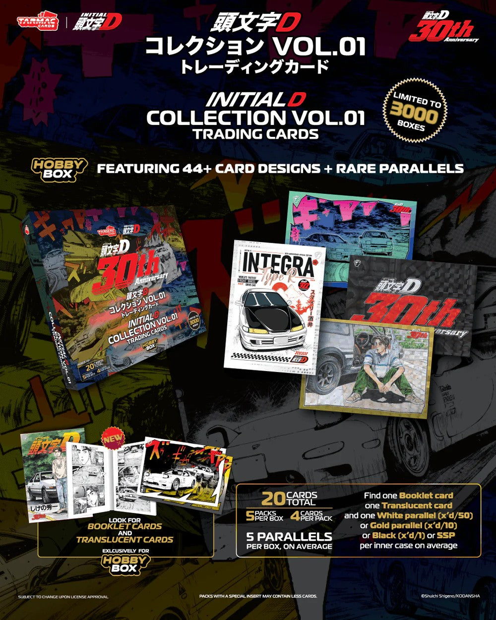 Tarmac Cards Initial D Collection Vol.01 - 30th Anniversary - Hobby Box TC-IDC-H01 (Box) 1/64 Diecast