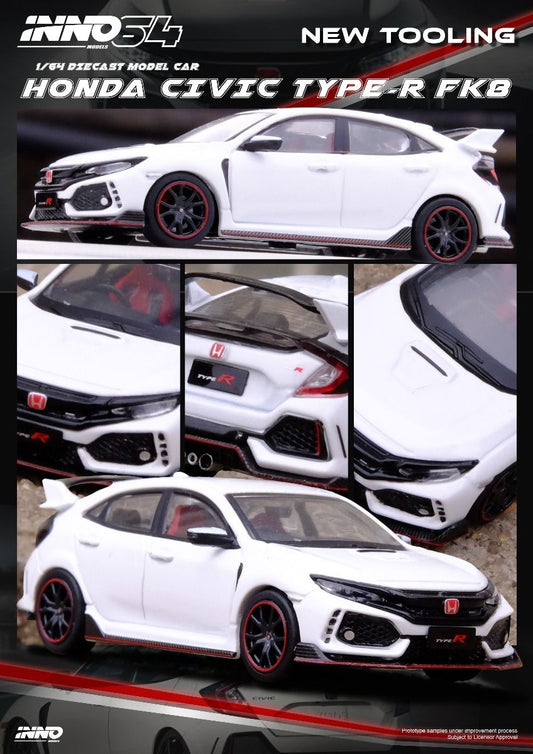 Inno64 Honda Civic Type-R FK8 White IN64-FK8-WHI 1/64 Diecast