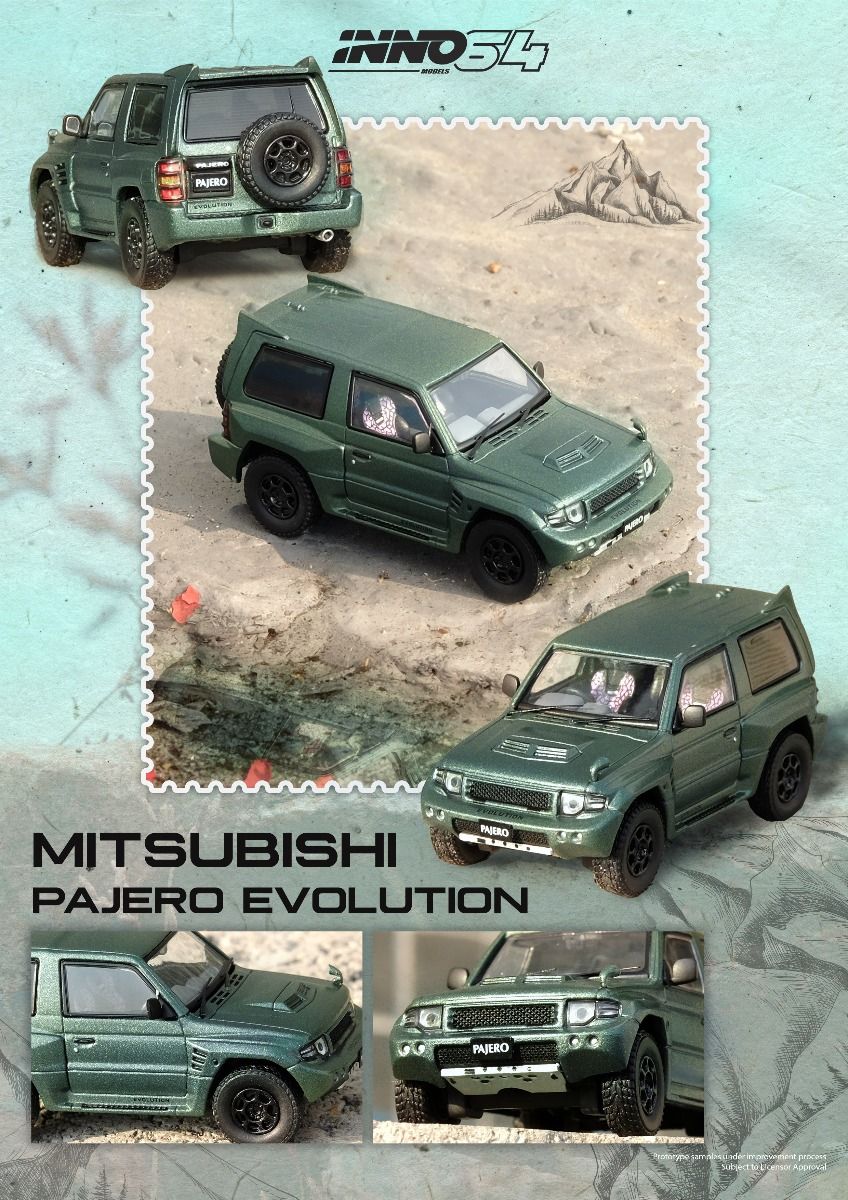 Inno64 Mitsubishi Pajero Evolution Satin Green IN64-EVOP-SGRE 1/64 Die Cast