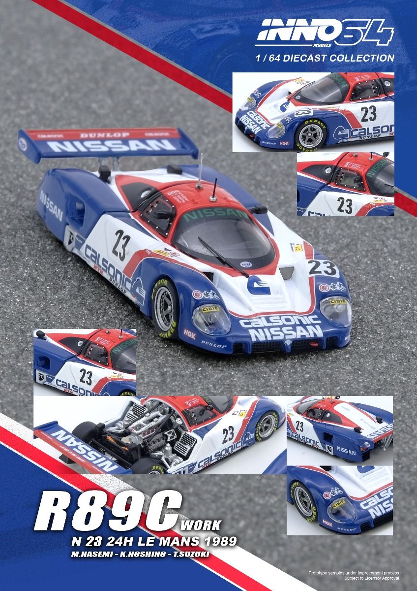 Inno64 Nissan R89C No23 24H Le Mans 1989 Masahiro Hasemi Kazuyoshi Hoshino Toshio Suzuki 1/64 Die Cast