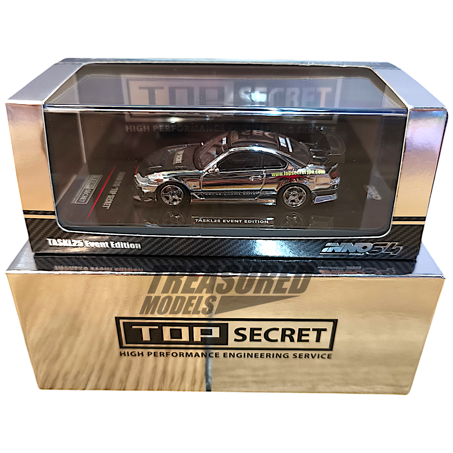 Inno64 Nissan Silvia S15 Top Secret Chrome Silver TASKL 2025 IN64-S15TS-TASKL25 1/64 Diecast