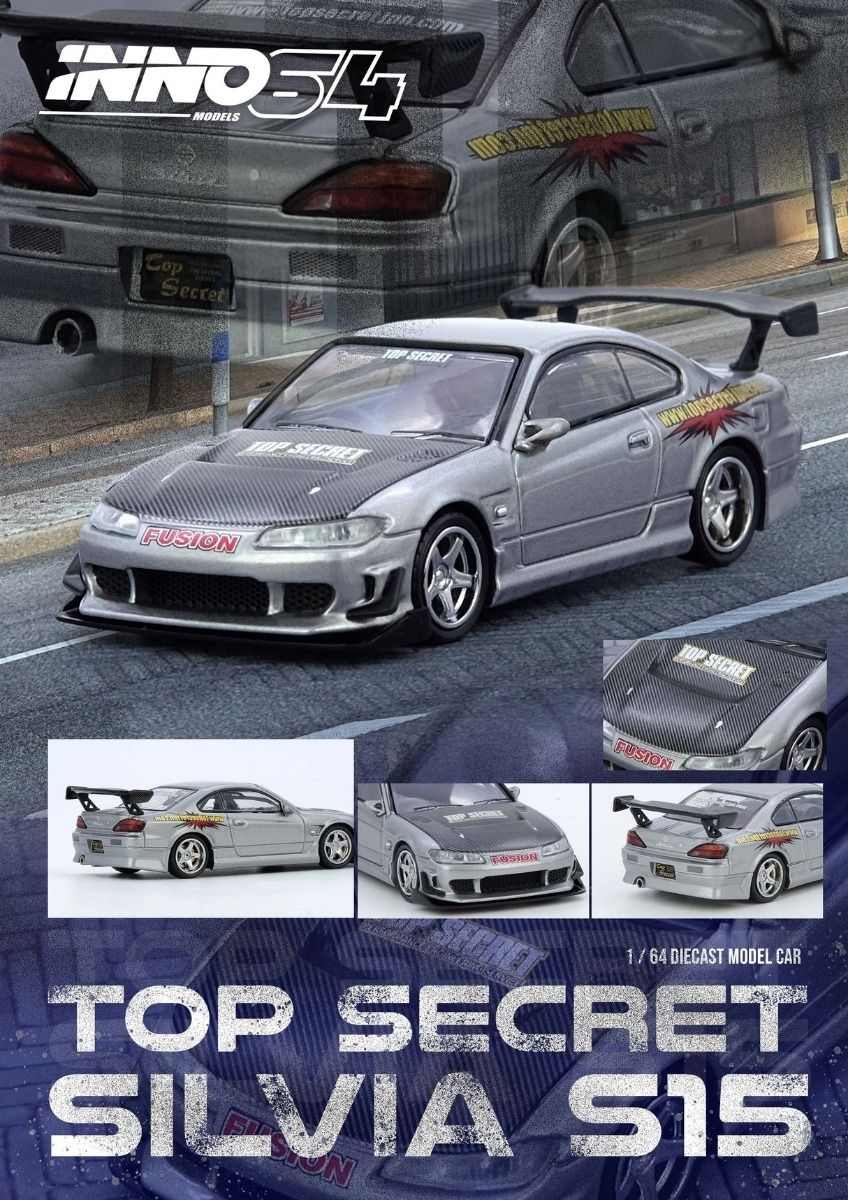 Inno64 Nissan Silvia S15 Top Secret Silver IN64-S15TS-SIL 1/64 Die Cast