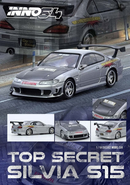 Inno64 Nissan Silvia S15 Top Secret Silver IN64-S15TS-SIL 1/64 Die Cast