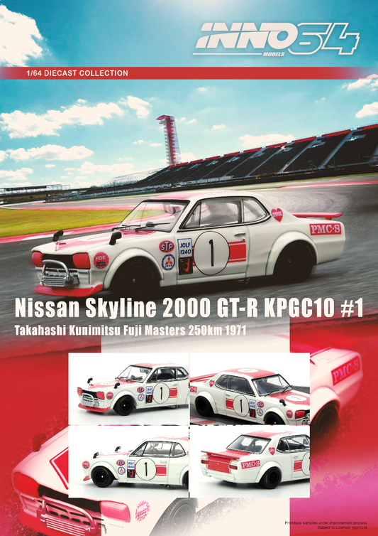 Inno64 Nissan Skyline 2000 GT-R KPGC10 #1 Takahashi Kunimitsu Fuji Masters 250km 1971 IN64-KPGC10-FM1971 1/64 Die Cast