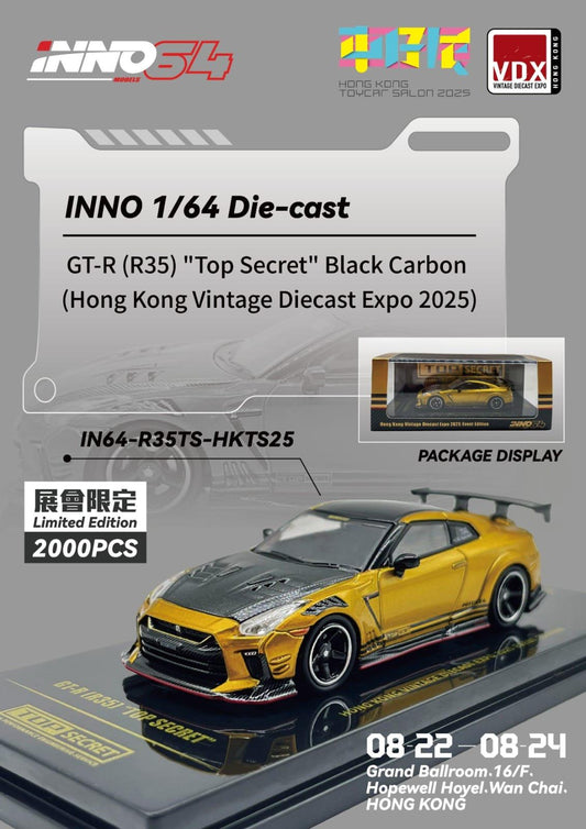 Inno64 Nissan Skyline GT-R R35 Top Secret Black Carbon Hong Kong Vintage Diecast Expo 2025 1/64 Die Cast