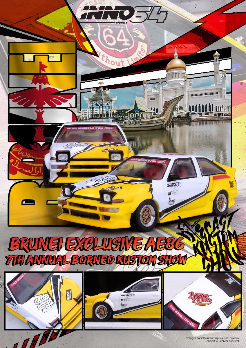 Inno64 Toyota Sprinter Trueno AE86 Brunei Exclusive Wildcard Diecast Kustom Show IN64-AE86T-BDKS24 1/64 Diecast