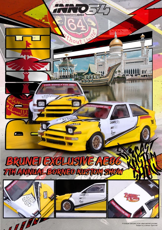 Inno64 Toyota Sprinter Trueno AE86 Brunei Exclusive Wildcard Diecast Kustom Show IN64-AE86T-BDKS24 1/64 Diecast