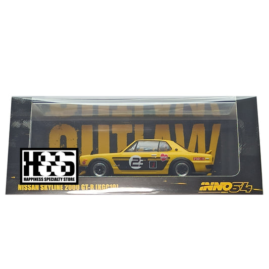 Inno 64 GTR Nissan Skyline 2000 GT-R KGC10 Outlaw Yellow 2024 1/64 Diecast