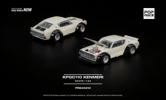 [Pre-Order] Pop Race KPGC110 Kenmeri White PR640210 1/64 Diecast