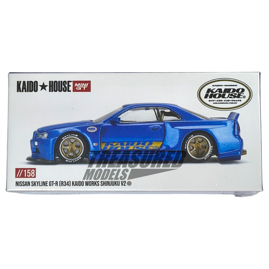 Kaido House Mini GT Nissan Skyline GT-R R34 Kaido Works V2 Aero Shinjuku V2 KHMG158 1/64 Die Cast