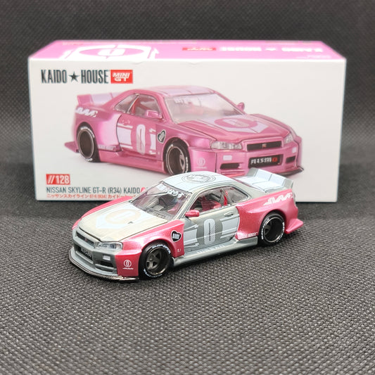 Kaido House Nissan CHASE Skyline GT-R (R34) KAIDO RACING FACTORY V1 KHMG128 1/64 Diecast