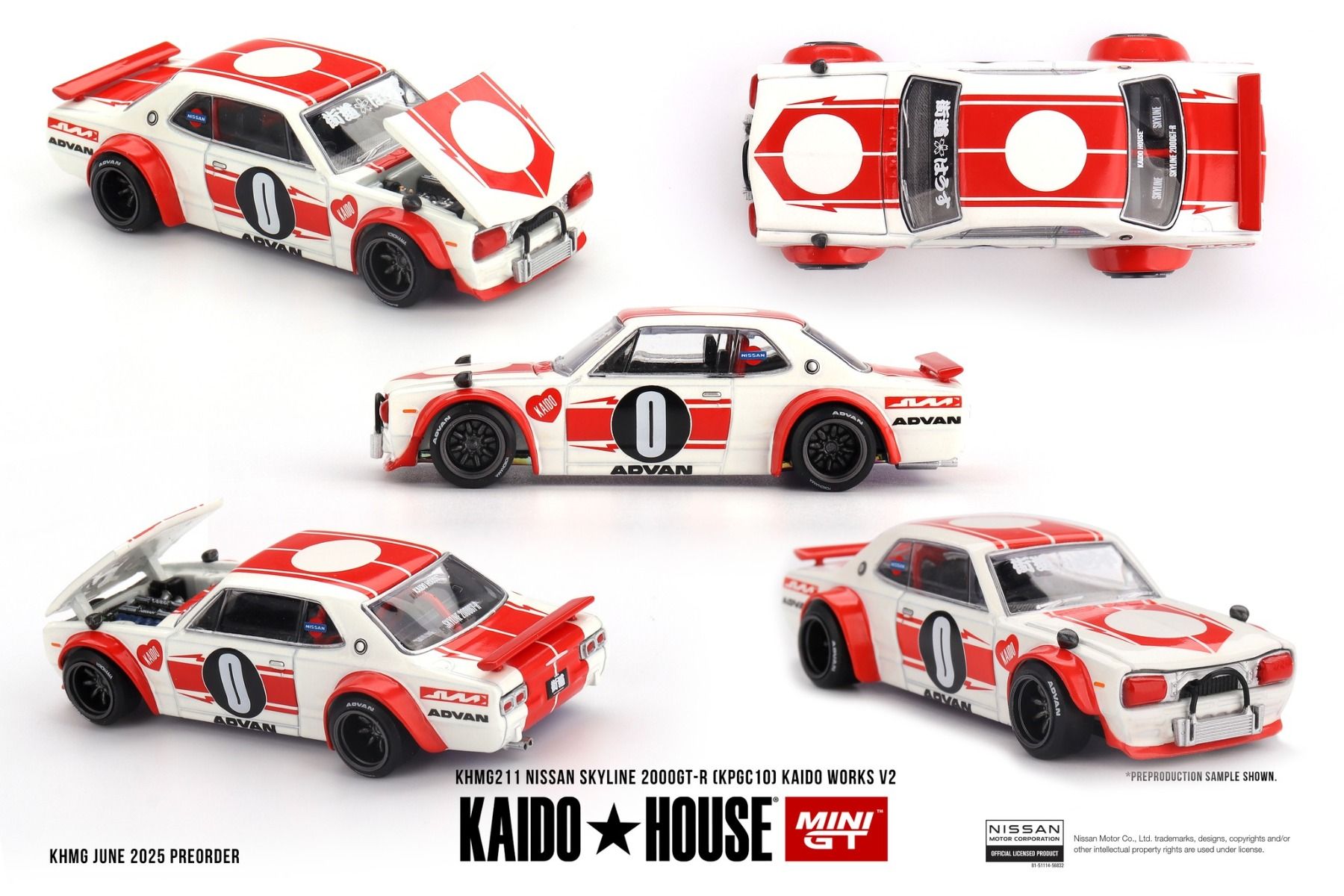Kaido House Nissan Skyline 2000GT-R KPGC10 Kaido Works V2 KHMG211 1/64 Die Cast