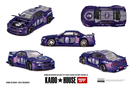 Kaido House Nissan Skyline GT-R R34 Kaido Factory Racing V2 KHMG240 1/64 Diecast