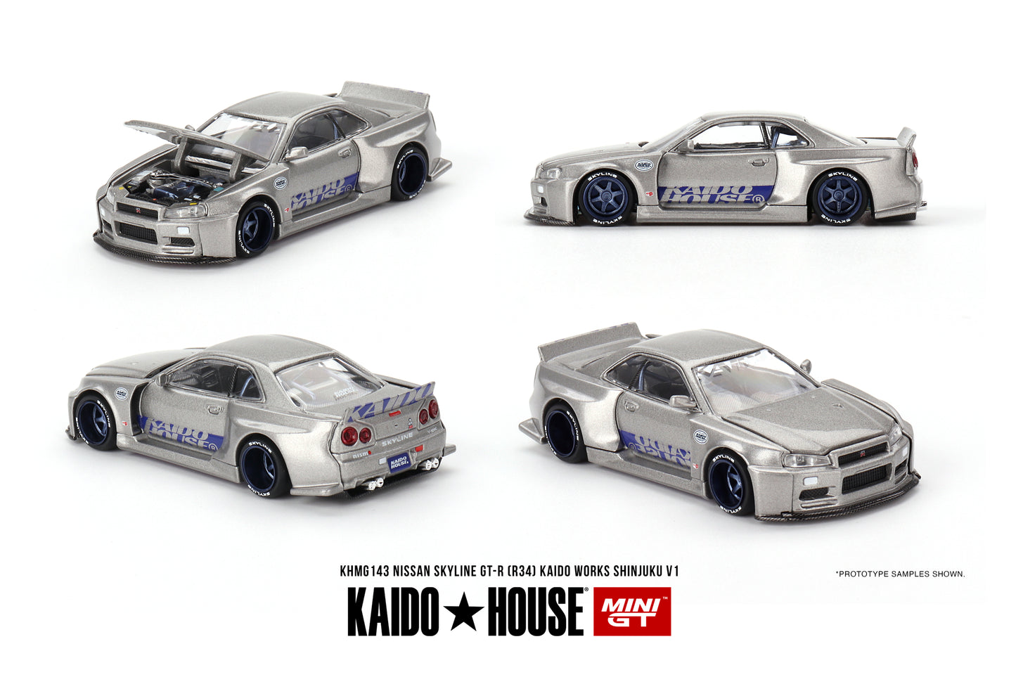 Kaido House Nissan Skyline GT-R R34 Kaido Works SHINJUKU V1 KHMG143 1/64 Die Cast