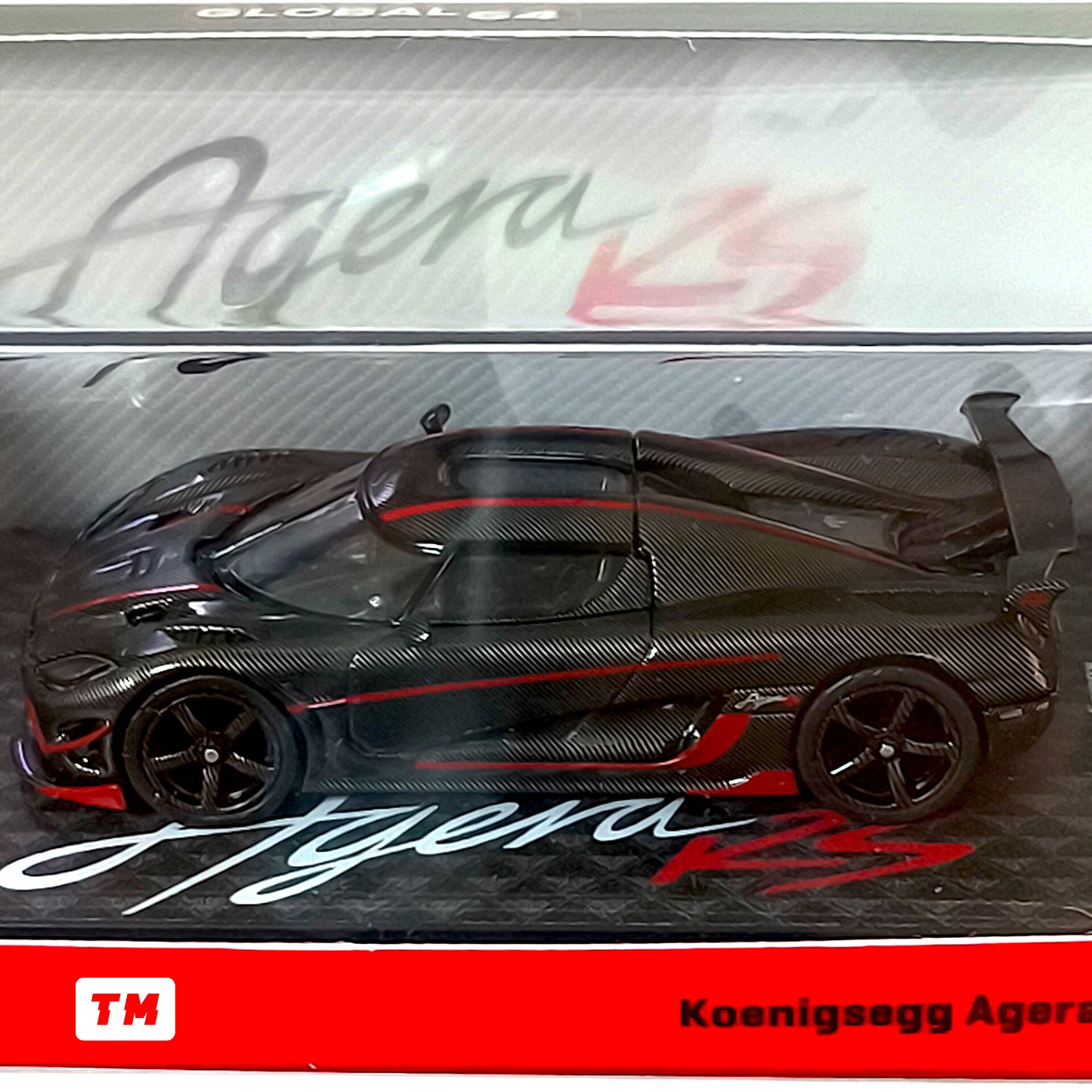 Tarmac Works Koenigsegg Agera RS Black Carbon Fiber Red Accents 1/64 Diecast