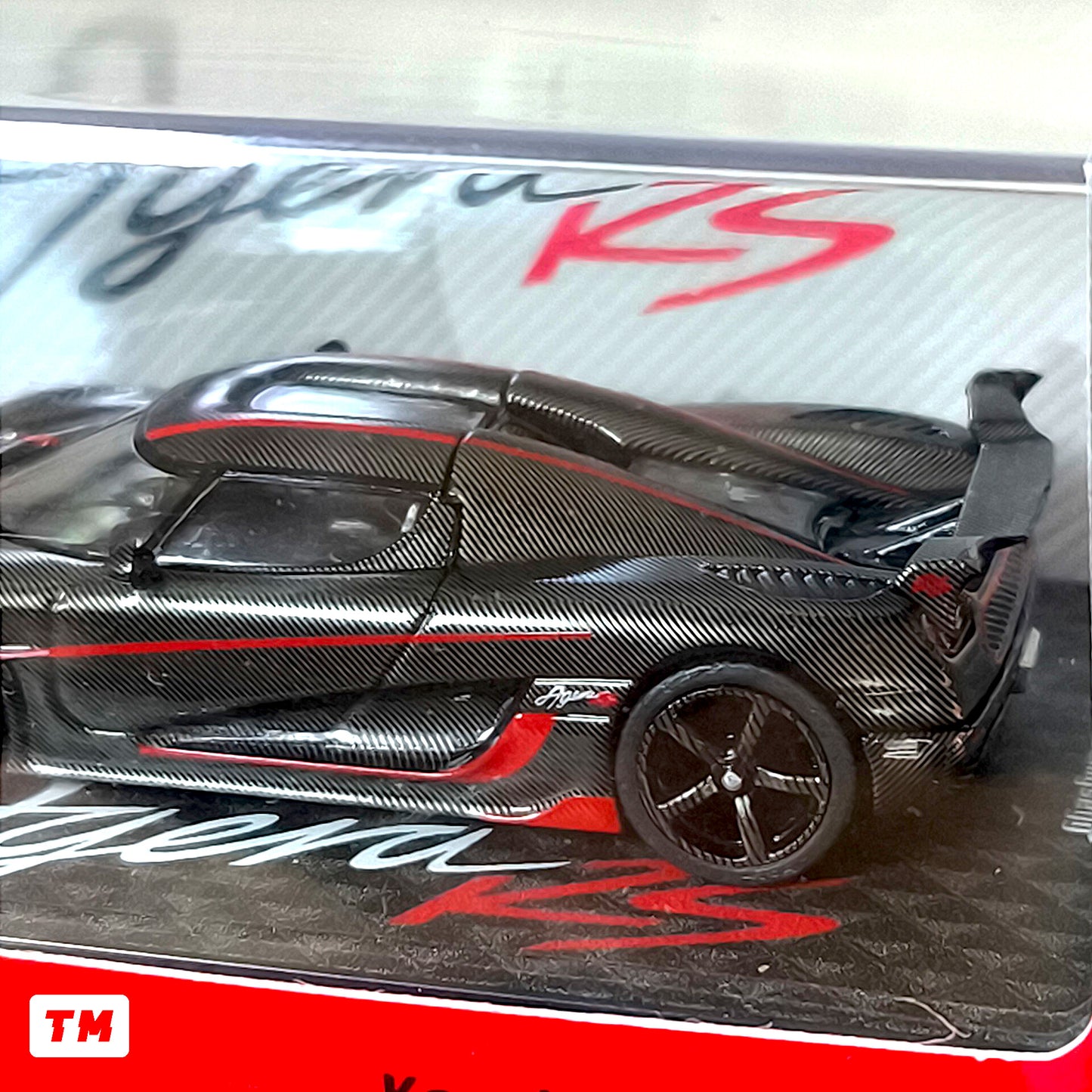 Tarmac Works Koenigsegg Agera RS Black Carbon Fiber Red Accents 1/64 Diecast