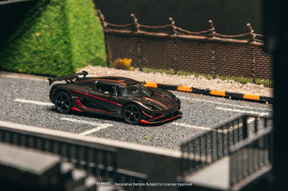 Tarmac Works Koenigsegg Agera RS Black Carbon Fiber Red Accents 1/64 Diecast