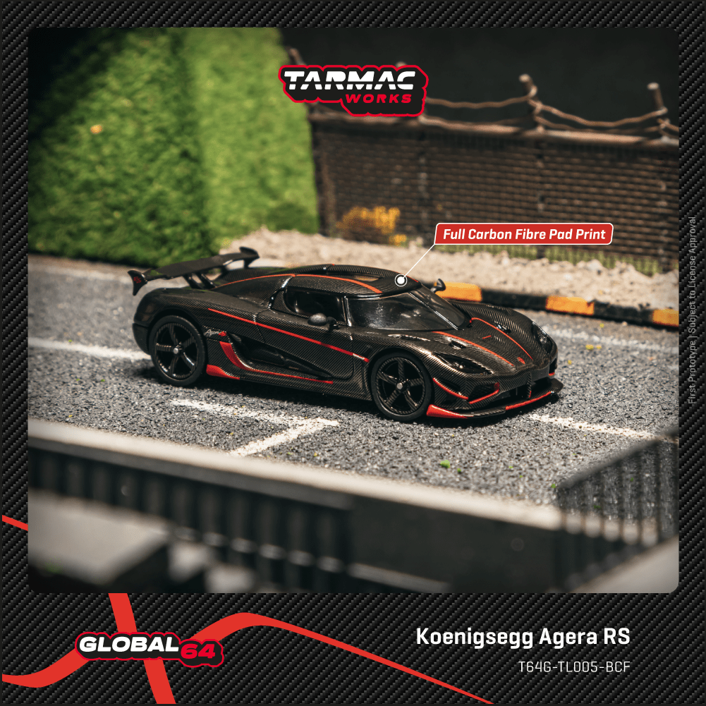 Tarmac Works Koenigsegg Agera RS Black Carbon Fiber Red Accents 1/64 Diecast