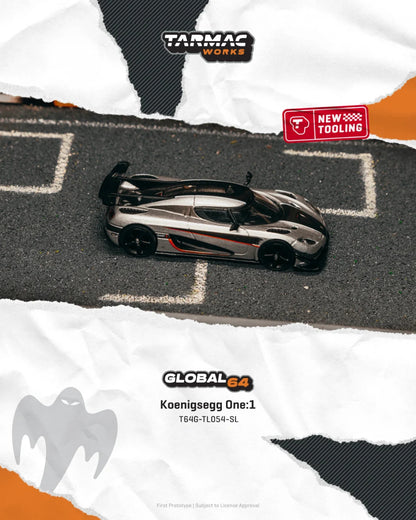 Tarmac Works Koenigsegg One1 Silver T64G-TL054-SL 1/64 Diecast