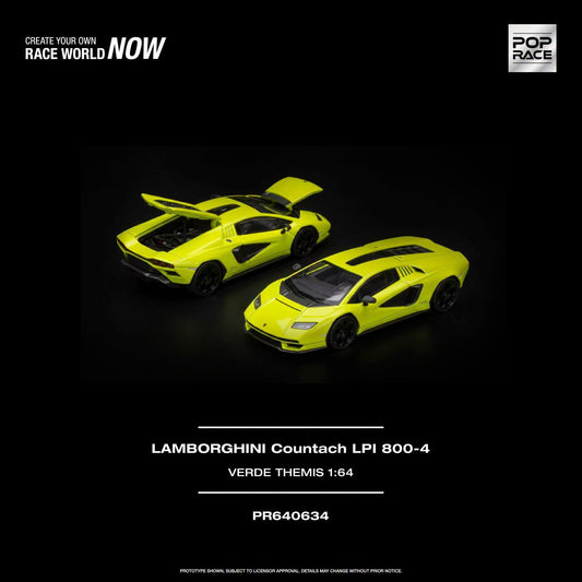 [PRE-ORDER] POP RACE LAMBORGHINI COUNTACH LPI 800-4 - VERDE THEMIS PR640634 1/64 Diecast