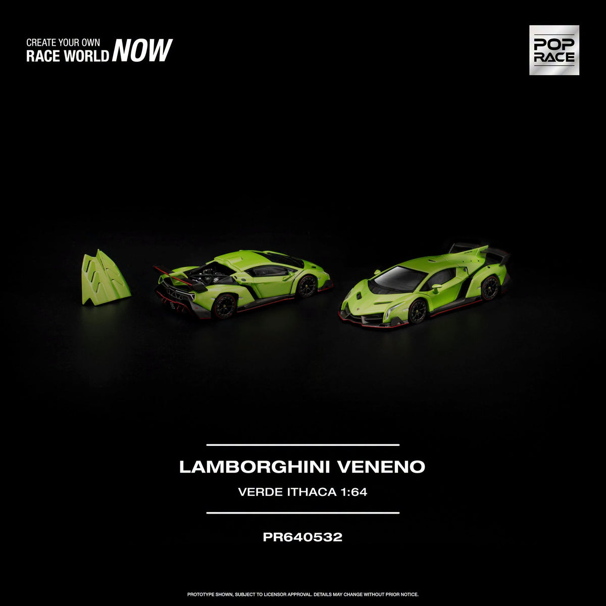 [PRE-ORDER] POP RACE LAMBORGHINI VENENO - VERDE ITHACA PR640532 1/64 Diecast