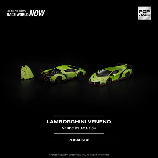 [PRE-ORDER] POP RACE LAMBORGHINI VENENO - VERDE ITHACA PR640532 1/64 Diecast