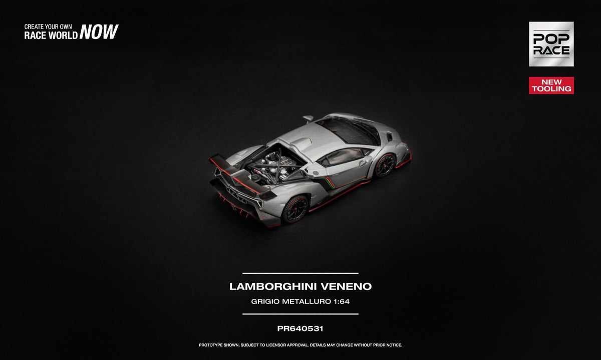 [PRE-ORDER] POP RACE LAMBORGHINI VENENO GRIGIO METALLURO PR640531 1/64 Diecast
