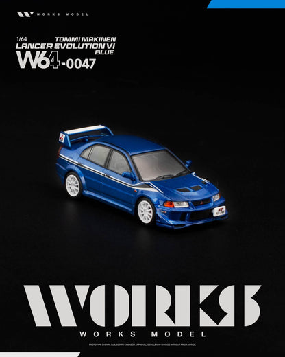 [Pre-Order] Works Model LANCER EVOLUTION VI TOMMI MAKINEN BLUE W640047 1/64 Diecast